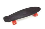 Skateboard - pennyboard 60cm, nosnost 90kg, kovové osy, černá barva, oranžová kola