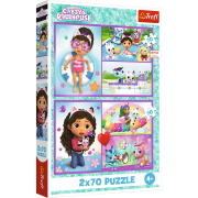 Puzzle Zahrajte si s Gabby 2 v 1 Gábinčin kouzelný domeček 2 x 70 dílků