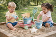 Recyklovaná pastelová sada na písek oceán s vozíkem Androni