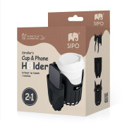 Uni držák na nápoje & telefon 2 v 1 černý Sipo