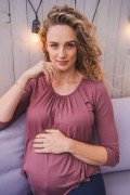 Těhotenské a kojící tričko Kangaroo milk & love růžovo hnědá