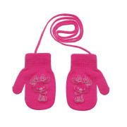 Pletené zimní rukavice se šňůrkou sobík 9 - 12 měsíců