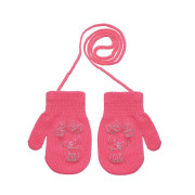Pletené zimní rukavice se šňůrkou sobík 9 - 12 měsíců
