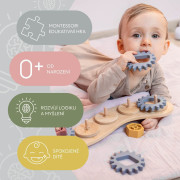 Silikonová bambusová skládačka ozubená kolečka, Multicolor