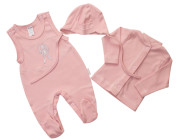 Souprava do porodnice 3 dílná Králíček MKcool Starorůžová