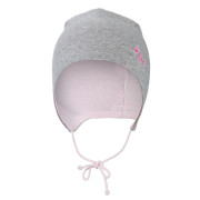 Čepice zavazovací podšitá Outlast ® - šedý melír/růžová baby