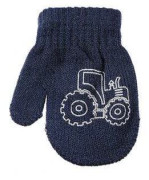 Dětské palcové pletené rukavičky s traktorem 9 - 12 měsíců