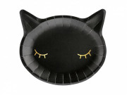 Papírové talíře - Černá kočka 22x20 cm, 6 ks