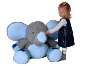 Slon Valda 90 cm, šedo-modrý