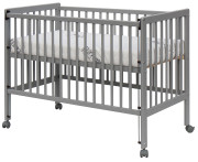 Dětská postýlka - Scarlett DOMINIK (borovice), stahovací bočnice - 120 x 60 cm - šedá