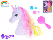 Unicorn česací hlava 20 cm s doplňky 
