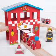 Dřevěná vláčkodráha hasičská stanice Bigjigs Rail