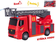 Auto hasiči stříkající vodu na setrvačník se světlem a zvukem 30 cm