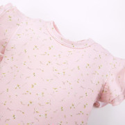 Dětské body krátký rukáv s volánky Meadow květinky růžové Eevi