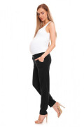 Těhotenské kalhoty s pružným vysokým pásem - Černé Be MaaMaa
