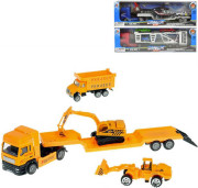 Tahač s návěsem 29 cm kov 1:43 volný chod +VRTULNÍK A POLICEJNÍ AUTO