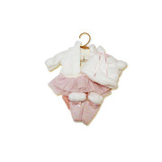 Obleček pro panenku velikosti 35 cm Llorens 5dílný růžovo-bilý