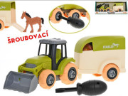 Traktor 26 cm šroubovací volný chod s přívěsem a koněm