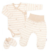 Zavinovací body, polodupačky + rukavičky zdarma, 3D, Baby Star - beige Baby Nellys