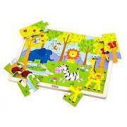 Dřevěné puzzle 24 dílků - zoo