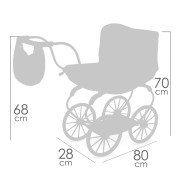 Kočárek pro panenky hluboký Tulipe 68 cm DeCueva