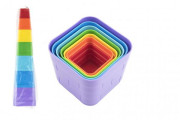 Kubus pyramida skládanka plast hranatá barevná 7ks