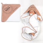 Dětská termoosuška s kapucí Made with Love 80 x 80 cm