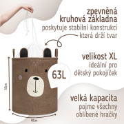 Koš na hračky XL se šňůrkou, skládací bavlněný / 63 l Sipo 