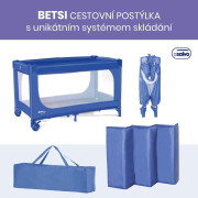 Cestovní postýlka Betsi s unikátním systémem skládání Ultra-fast blue Asalvo