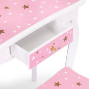 Velká dětská toaletka pro holčičky s trojitým zrcadlem, stoličkou a zásuvkou