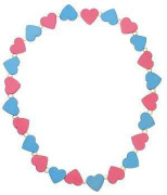 Dětský náhrdelník s růžovými a modrými srdíčky