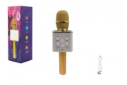 Mikrofon karaoke kov 25 cm nabíjení přes USB zlatý 