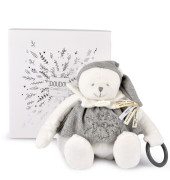 Dárková sada Plyšový lední medvídek s kroužkem 30 cm šedý Doudou