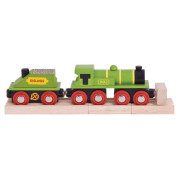 Zelená lokomotiva s tendrem + 3 koleje Bigjigs Rail