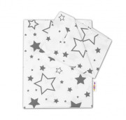 Bavlněné povlečení Baby Nellys 135 x 100 cm Šedé hvězdy a hvězdičky - bílý