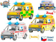 Kids Globe Traffic ambulance CZ 14 cm kov zpětný chod na baterie světlo a zvuk