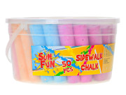 Sun Fun křídy na chodník barevné 10,5x2,5cm 8barev 24m+ 50ks v plastovém kyblíku