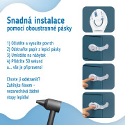 Bezpečnostní zámek (pásek) na skříňky a zásvuky, sada 10 ks textilní-bílá Sipo