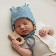 Kojenecká čepice zavazovací s oušky Obdélník modrá Babyservice