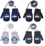 Zimní palcové zapletené rukavičky se šňůrkou policie 2 - 3 roky