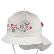Dívčí vázací klobouk s plachetkou Květy s kamínky RDX