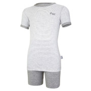 Pyžamo KR Outlast® - pruh bílošedý melír/šedý melír