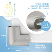 Ochrana rohů a hran skleněného nábytku šedá pěnová, sada 4 ks Sipo