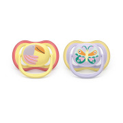 Šidítko Ultra air fialová/žlutá 0-6 m obrázek dívka, 2 ks Philips Avent