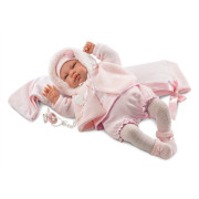 Obleček pro panenku miminko New Born velikosti 43-44 cm Llorens 6dílný růžový