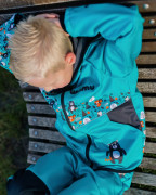 Softshellová bunda dětská Medvědi tyrkysová Wamu