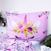 Povlečení Jednorožec / Unicorn "Flowers" 140 x 200, 70 x 90 cm Jerry Fabrics
