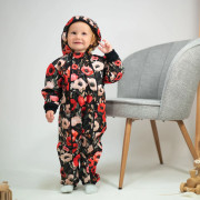 Rostoucí softshellová kombinéza s fleecem Vlčí máky černá Esito