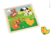 Dřevěné vkládací puzzle pro nejmenší Domácí zvířátka Janod
