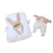 Obleček pro panenku miminko New Born velikosti 40-42 cm Llorens 3dílny růžový s čepičkou
